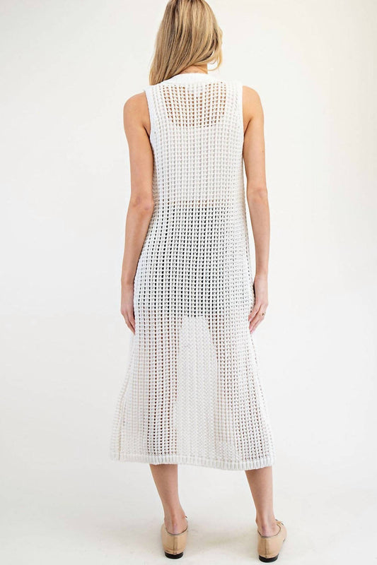 Ee:Some - Seaside Stroll Crochet Sleeveless Cardigan