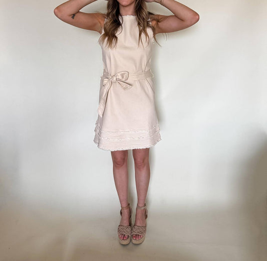 Lalavon - Dawn Sleeveless Tie Waist Mini Dress