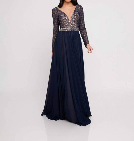 Terani Couture - Lace Long Sleeved A-line Gown