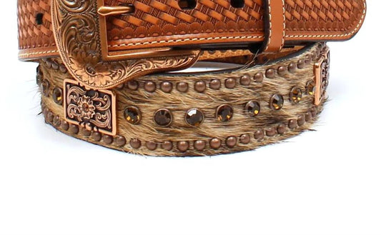Nocona Belt Co. - Men's Rhinestone Calf Hair-on Belt