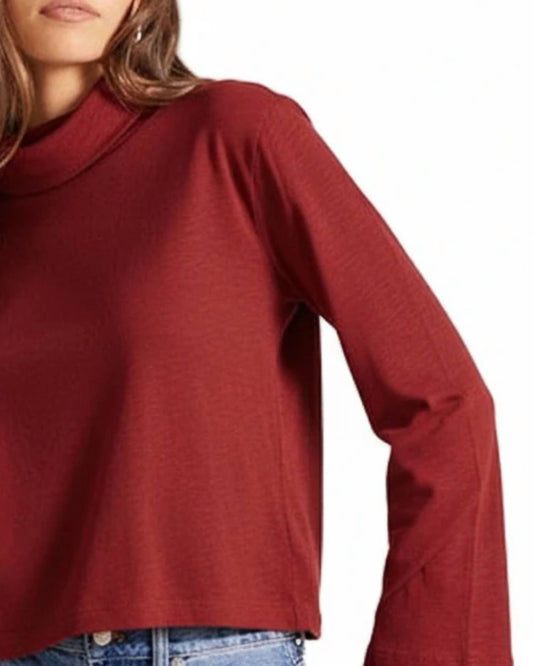 Bobi - Cropped Long Sleeve Turtleneck Top