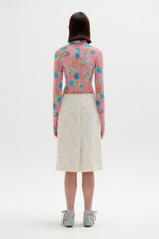 SOL FLORAL PRINT MOCKNECK TOP