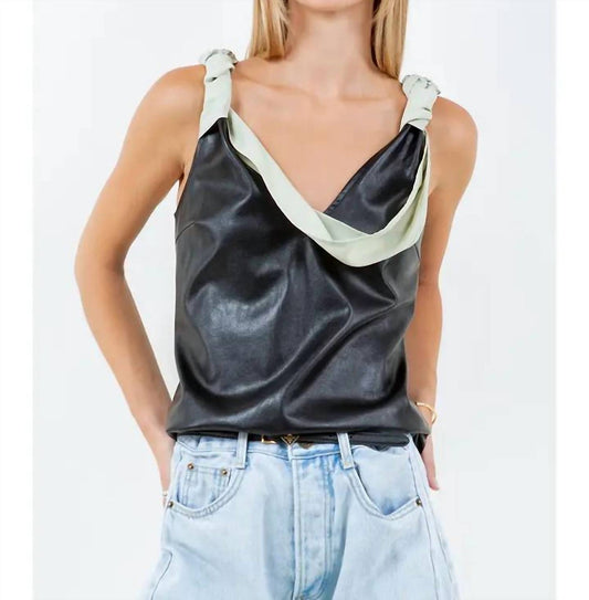 Whiteroom+Cactus - Contrast Drape Pu Tank Top