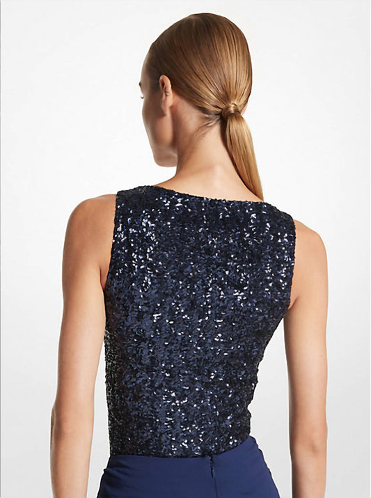 Michael Kors - Sequined Stretch Tulle Scoop Neck Bodysuit