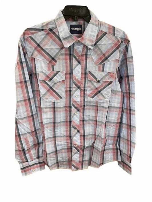 Wrangler - Men's Long Sleeve Plaid Snap Front Shirt - Regular & Tall