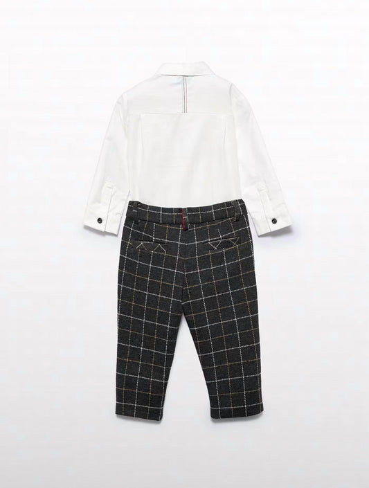 Abel & Lula - Boy's Knit Plaid Pants Set