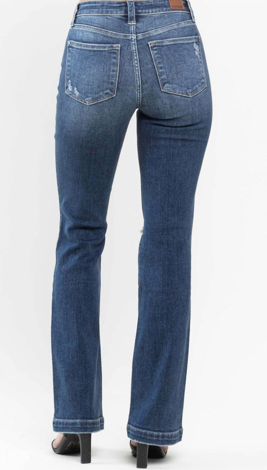 Judy Blue - Mid Rise Hand Sand & Destroy Bootcut Jeans