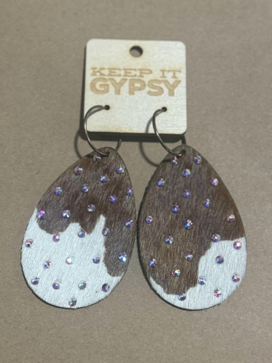 Keep It Gypsy - Women's Cowhide With Crystals Earrings