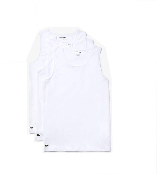 Lacoste - Men's Essentials 3 Pack Cotton Slim Fit Tank Tops