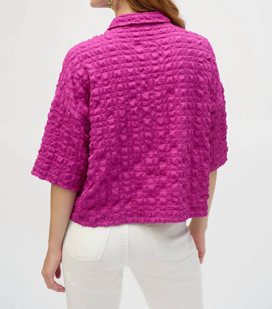 Joseph Ribkoff - Bubble Jacquard Boxy Button-down Blouse