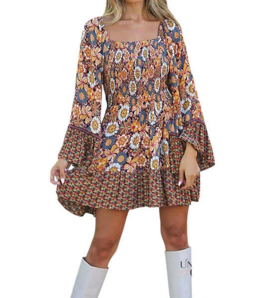 Angie - Ember Bell Sleeve Mini Smock Dress