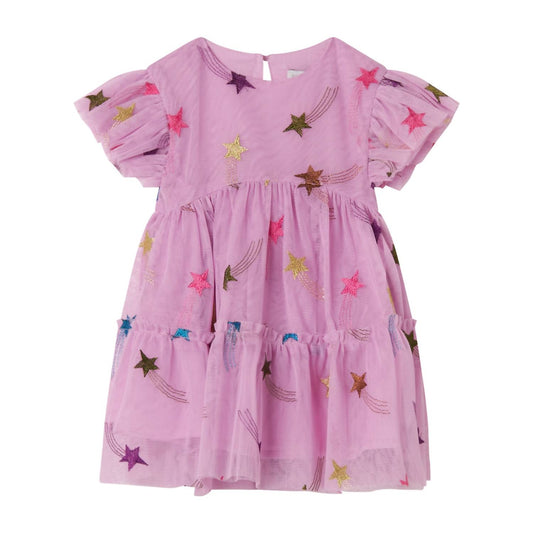 Stella Mccartney - Baby Girl Short Sleeve Tulle Dress With Glittery Stars