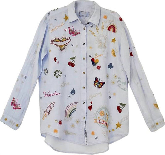 Johnny Was - Ondine Embroidered Chambrey Blouse