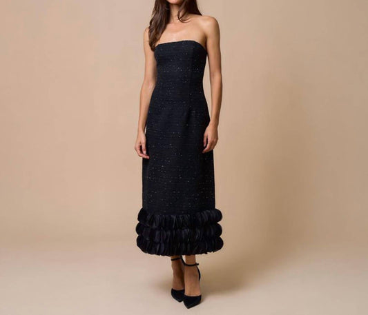 Lalavon - Tweed Strapless Maxi Dress