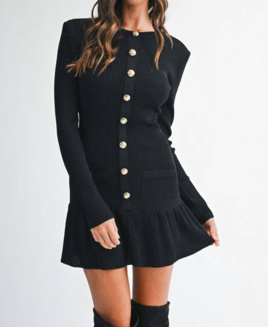 Mable - Women's Lurex Ribbed Knit Mini Dress