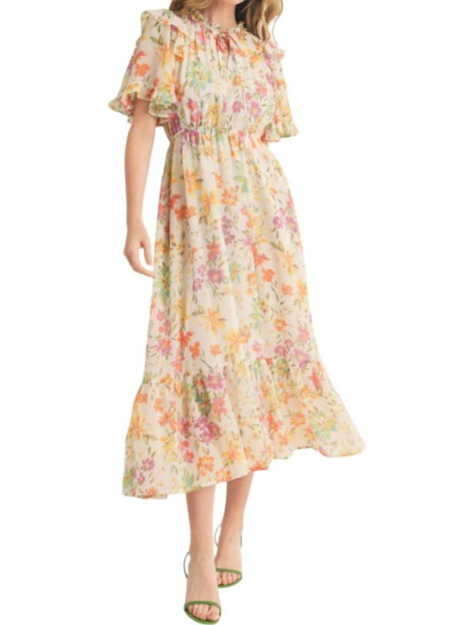 &Merci - Floral Flutter Sleeve Midi Dress
