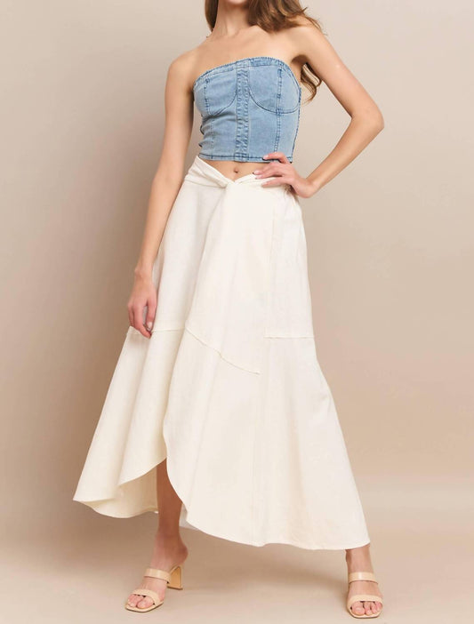 Wisteria Lane - Miley Linen Faux Wrap Maxi Skirt
