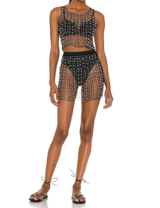 Beach Bunny - Glitzy Girl Mesh Pearl Top And Skirt Set