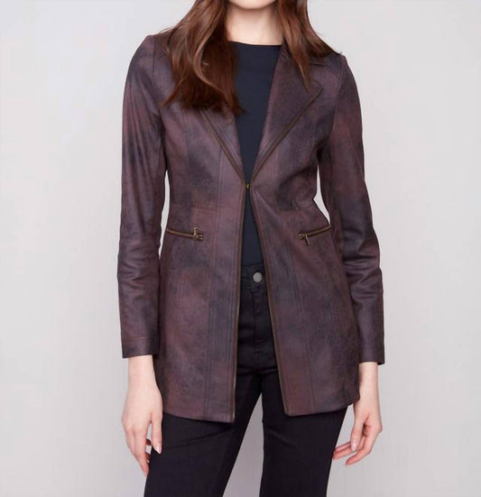 Charlie B - Vintage Texture Faux Suede Long Jacket