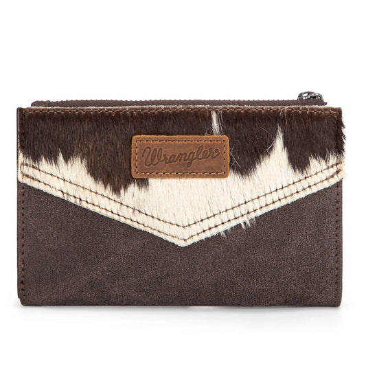 Wrangler - Genuine Hair-On Cowhide Card Holder Bi-Fold Wallet