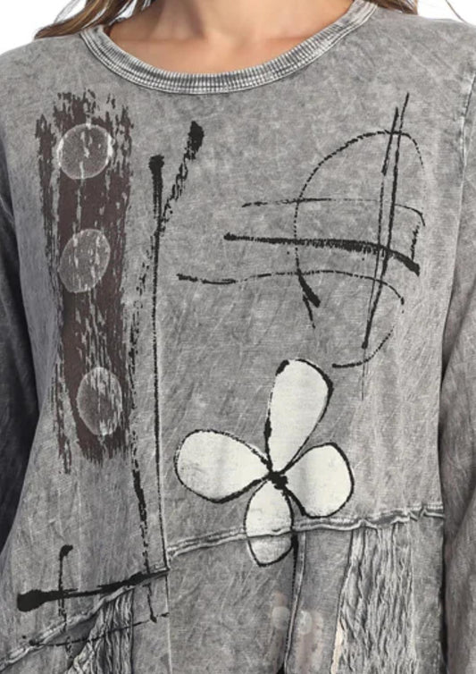 Jess & Jane - Petals Mineral Washed Cotton Wave Pocket Top