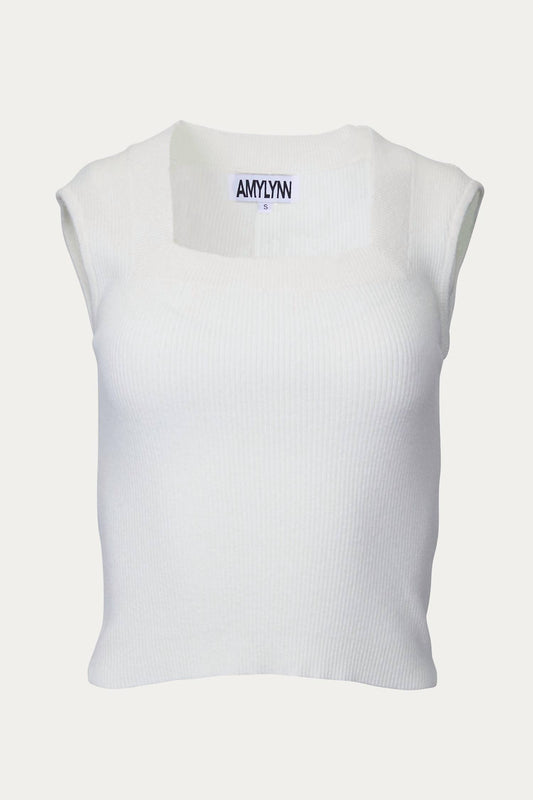 AMARA RIBBED-KNIT SLEEVELESS TOP