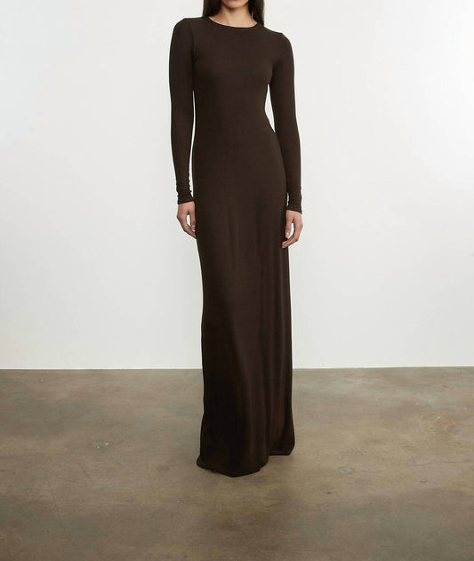 Enza Costa - SILK RIB LONG SLEEVES CREWNECK FLUID DRESS