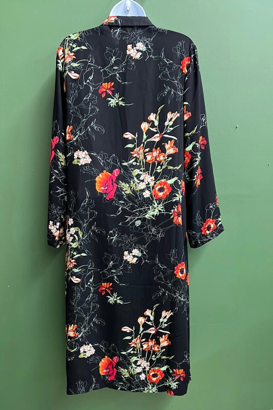 Lush - Women's Long Black/floral Cover Up