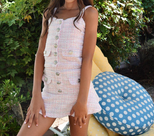 Flowers By Zoe - Girls Posie Tweed Button Tank Top