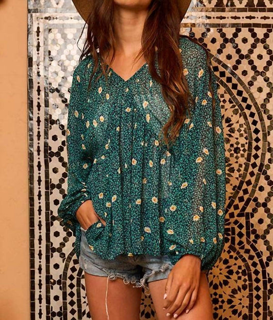 Bucketlist - Floral Print Lurex Chiffon Blouse Top