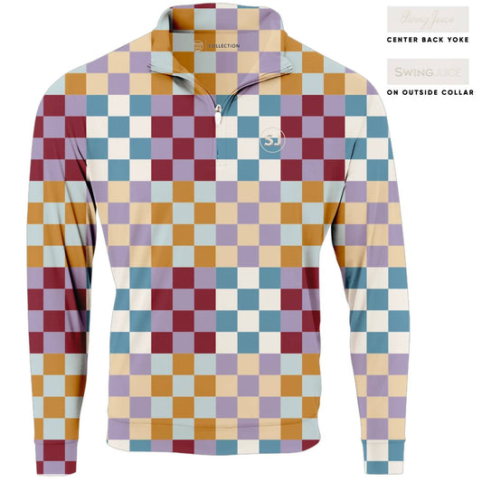 Swingjuice - Men's Golf Checker Quarter Zip Sweatshirt