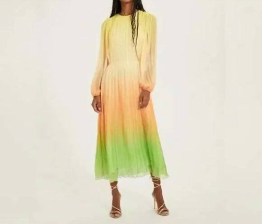 Something Navy - Pleated Long Sleeve Dress