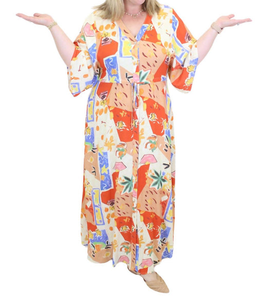 Entro - Abstract Button Down Maxi Dress