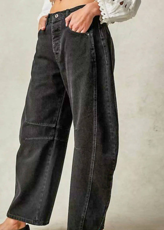 Obest - Women's Mid Rise Barrel Jeans