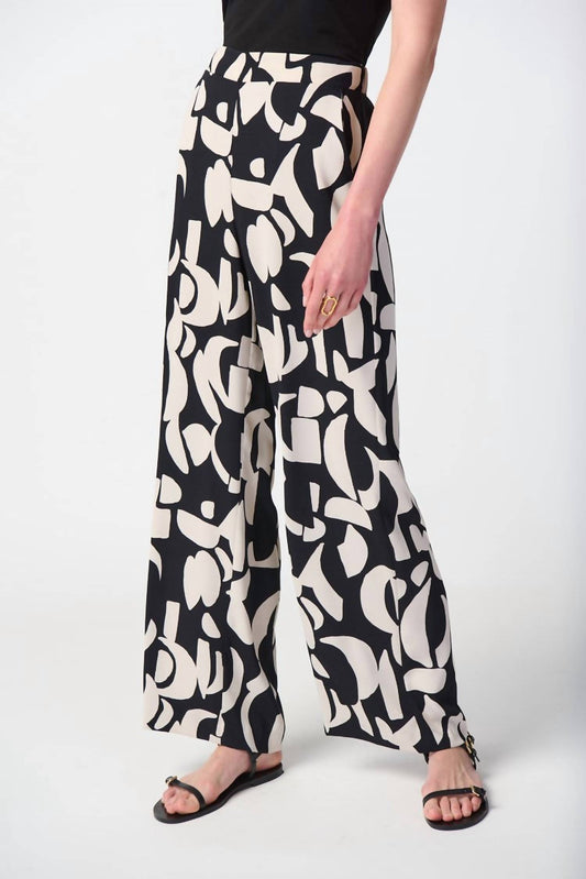 Joseph Ribkoff - Abstract Print Woven Wide-Leg Pants