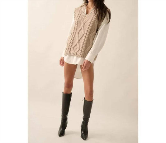 Promesa - V-neck Cable-knit Sweater Vest