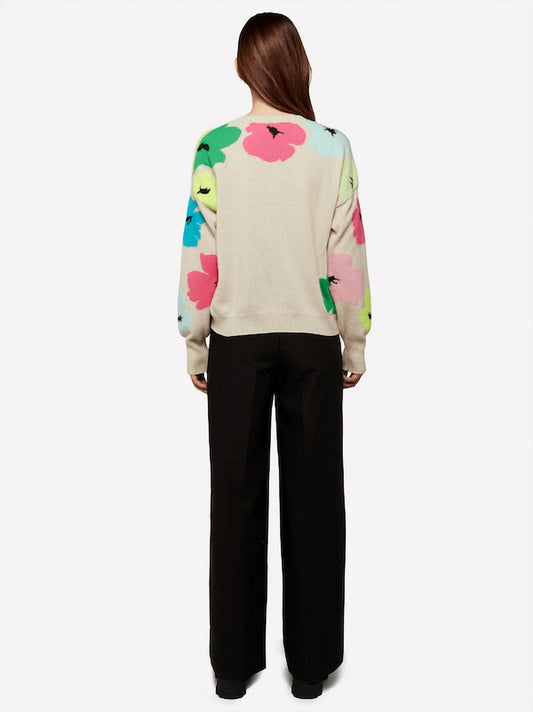 Brodie Cashmere - Funky Floral Pop Crew Neck Jumper