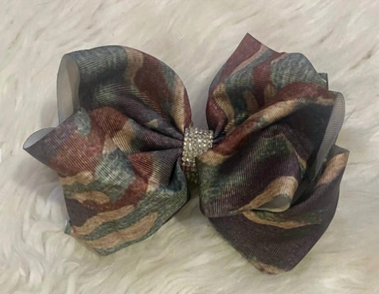 Kids Charm - Girl's Camouflage Rhinestone Hair Bow