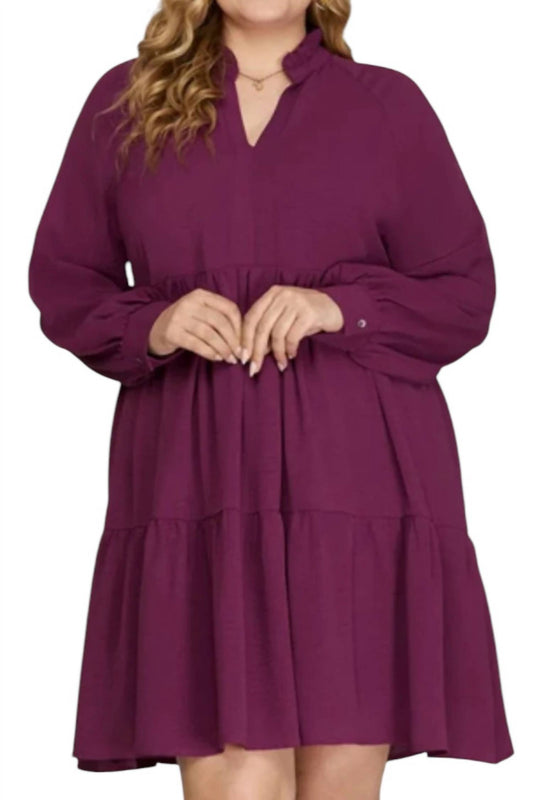 She + Sky - Long Sleeve Mini Dress - Plus