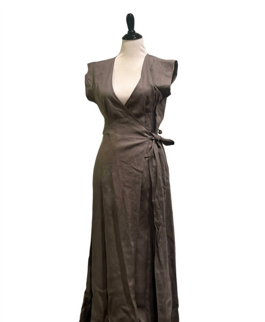 WRAP LINEN MIDI DRESS
