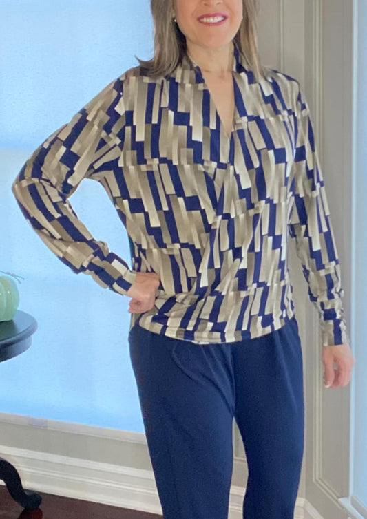 Ariella - Surplice Geometric Top