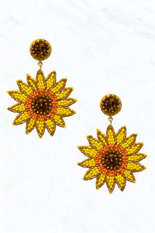 Bosuk Jewlery - Women's Sunflower Seed Bead Statement Earrings