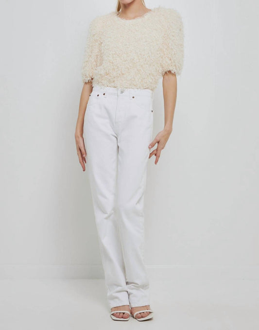 2.7 August Apparel - Fuzzy Feather Top