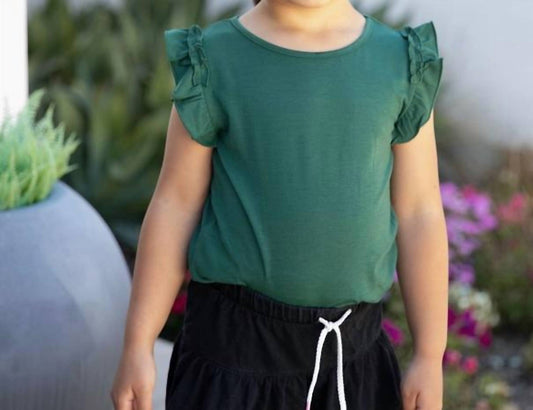 Tickled Teal - Girl's Ruffle Sleeve Blouse