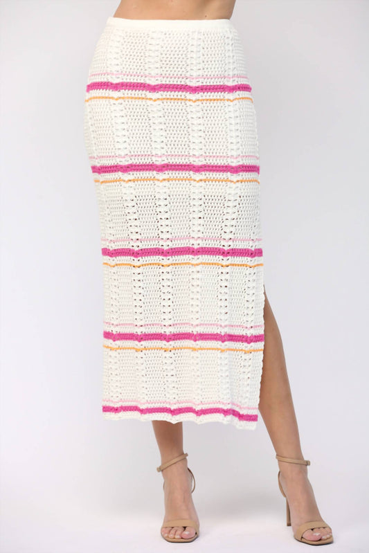 Fate - Stripe Crochet Midi Skirt