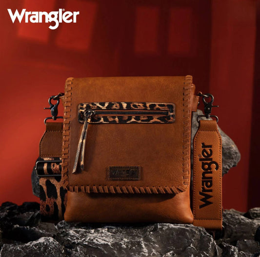 Wrangler - Whip stitch Leopard print Crossbody Bag