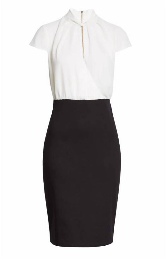Ted Baker - Two Tone Color Block Cap Sleeve Pencil Dress