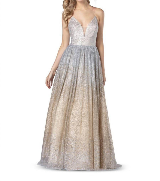 Blush Prom - Sequin Deep V-neck Gown