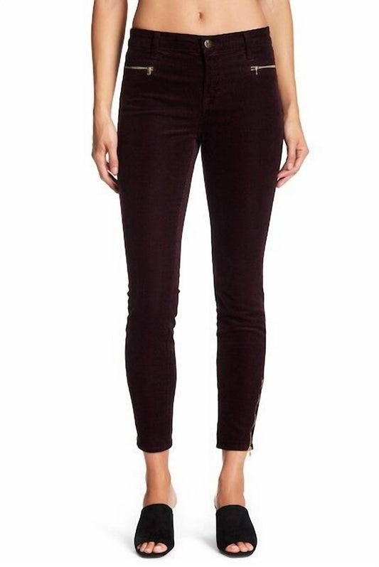 J Brand - Iselin Burgundy Gold Ankle Zip Corduroy Stretch Jeans