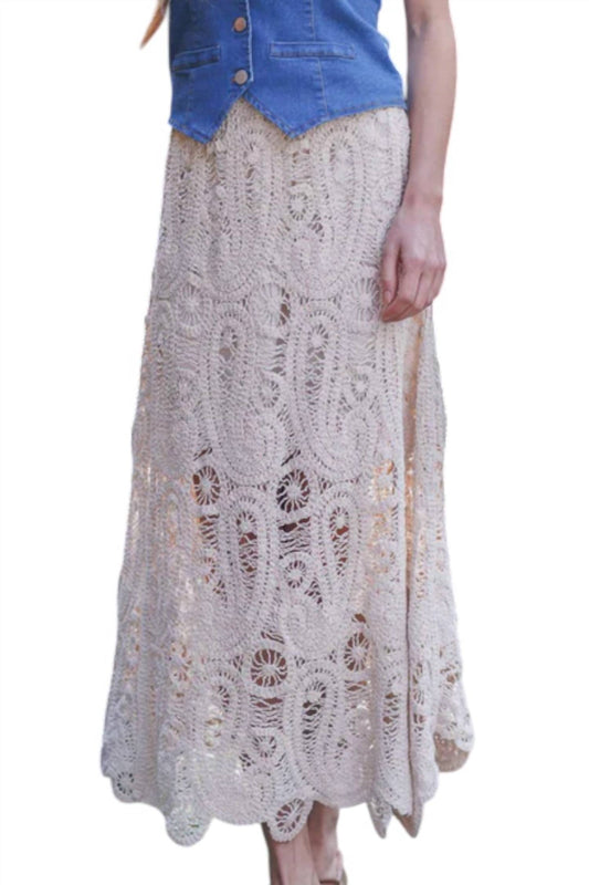Papillon - Cream Boho Maxi Skirt